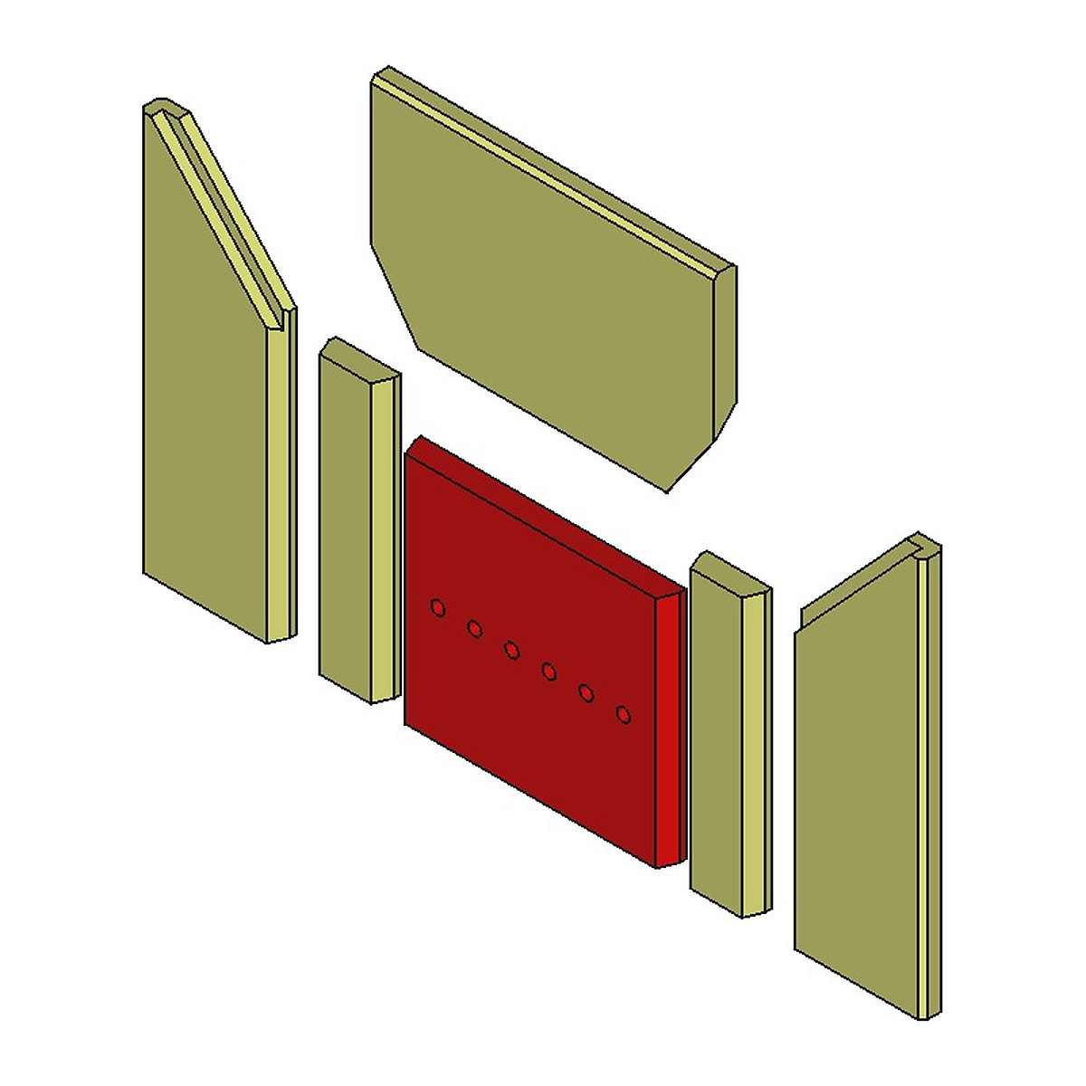 Fireplace Adelaide R5694 Brennraum Vermiculit hinten, 1tlg. Bohrung mittig