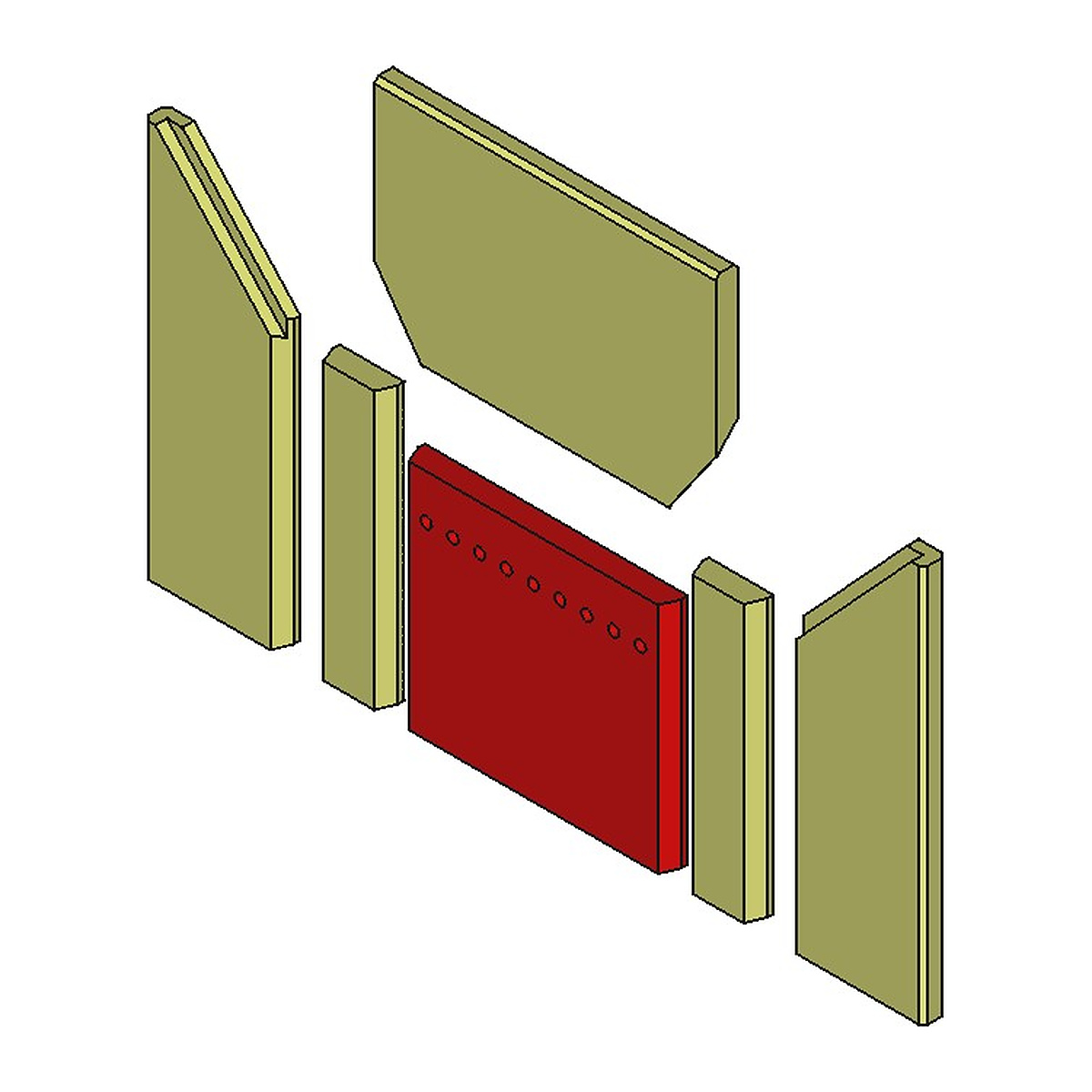 Fireplace Java K6430 Brennraum Vermiculit hinten, 1-tlg, Bohrungen oben